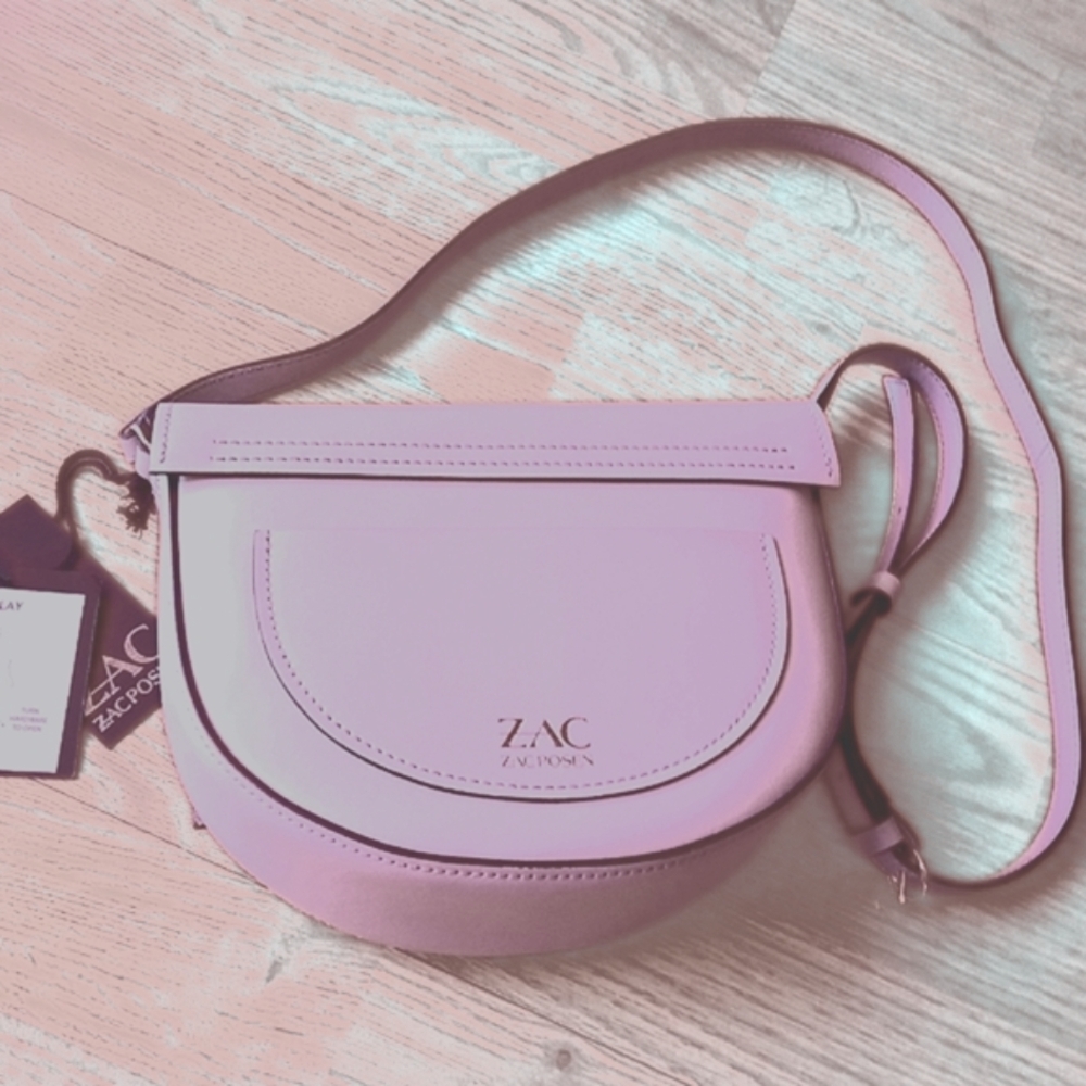 Zac Posen NWT ladies gray leather purse Belay Saddlebag crossover MSRP $295 - Picture 8 of 9
